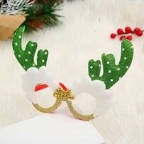 圣诞节装饰品 圣诞眼镜成人儿童鹿角5眼镜框圣诞派对party聚会外贸批发金鹿角眼镜