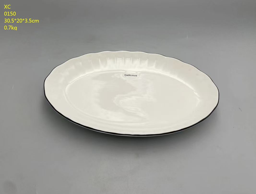 方圆陶瓷黑线边系列餐具网红西餐盘陶瓷现货高温镁质瓷FYKBH685885
