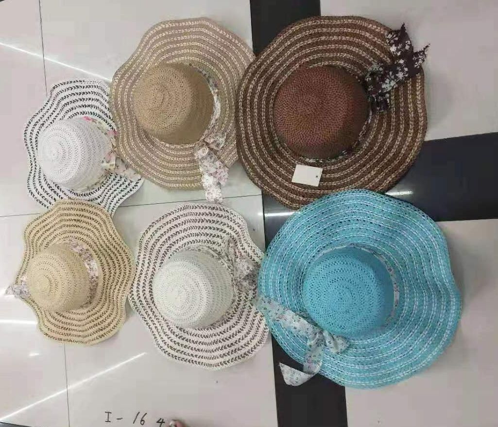 Patchwork Color Silk With Large Brim Visor Beach Hat Ladies Straw Hat Evelyn Hat Line full figure