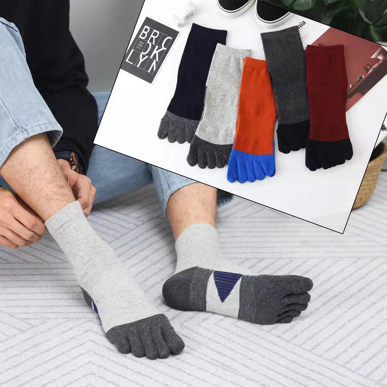（10双装）男五指袜中筒商务袜棉袜详情图7