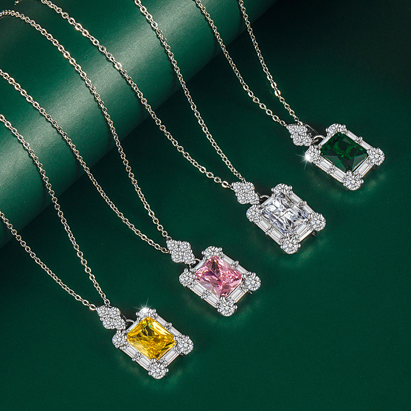 Cross-border new European and American fashion women's faux emerald gemstone pendant set jewelry
