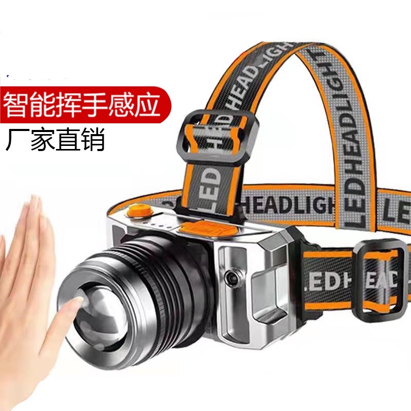 Wholesale of high-intensity long-range outdoor sensor headlamps, zoom LED head-mounted miner's lamps and flashlights