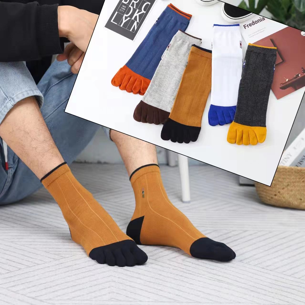 （10双装）男五指袜中筒商务袜棉袜详情图5