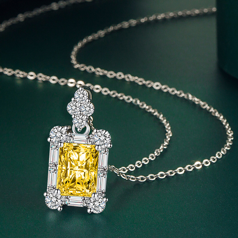 Cross-border new European and American fashion women's faux emerald gemstone pendant set jewelry detail image 4