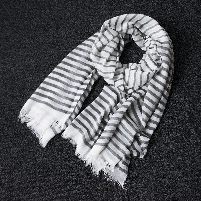 Spring New Cotton And Linen Scarf Day Thin Striped Shawl Clothing With Women's Scarf Sun Protection Shawl details Picture