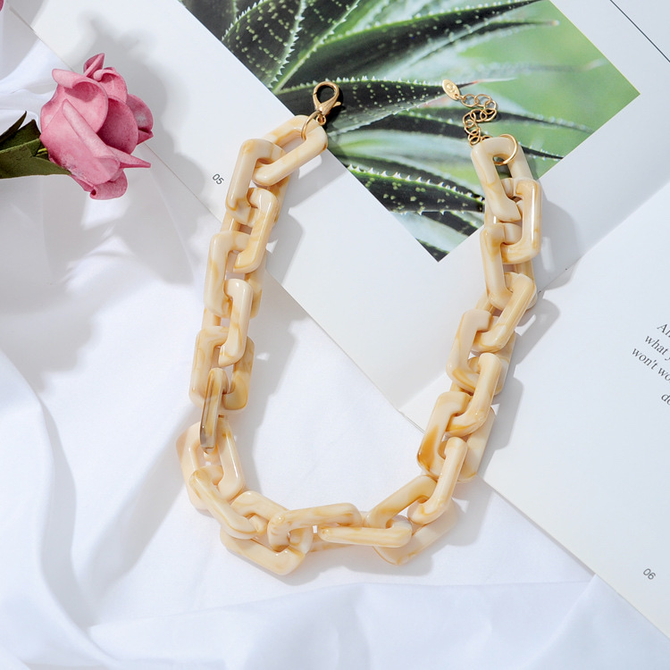 Cross-border e-commerce exclusive supply of European and American retro exaggerated thick imitation pearl metal jewelry, best-selling Amazon necklaces Specification image