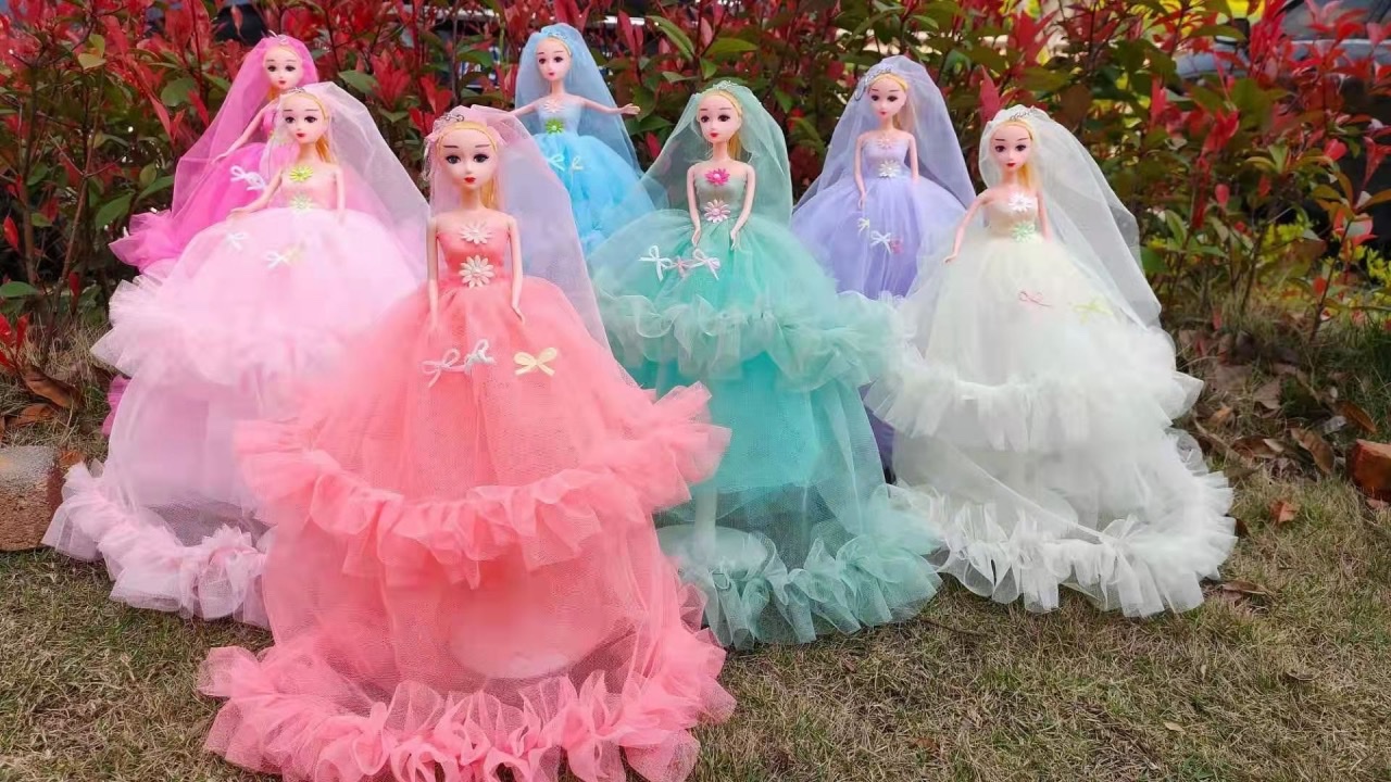 30cm multicapa vestido de novia barbie llavero colgante junta muñeca stand de piso templo fiesta niña juguetes