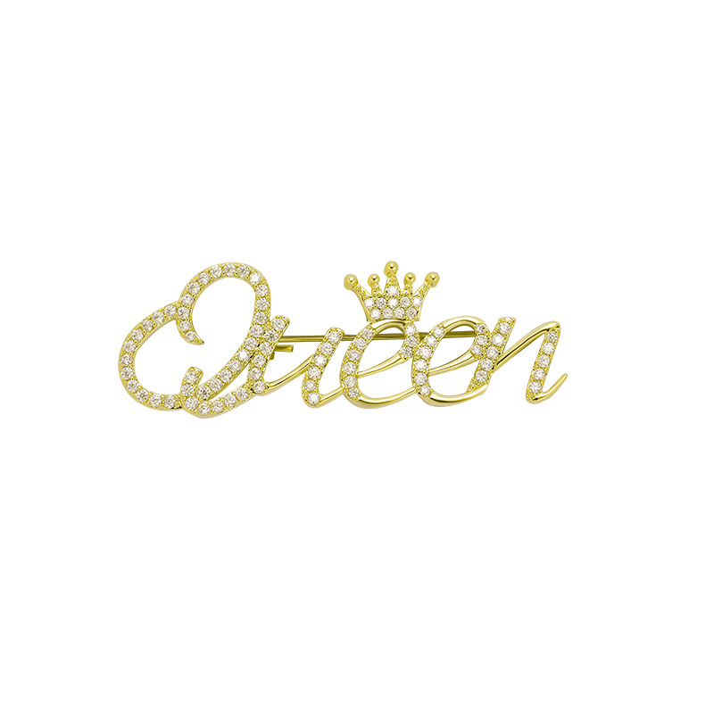 Versatile and simple chanel-style Queen letter brooch, high-end crown brooch, personalized anti-exposure pin manufacturer wholesale detail image 5