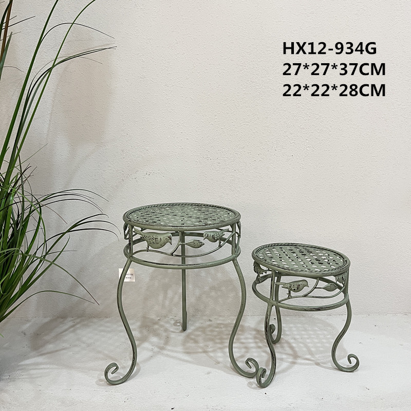 Single Basin Round Iron Art Flower Stand Multi-Layer Green Flower Pot Stand Indoor And Outdoor European Living Room Balcony Flower Shelf Decoration Green Flower Rack Item Picture