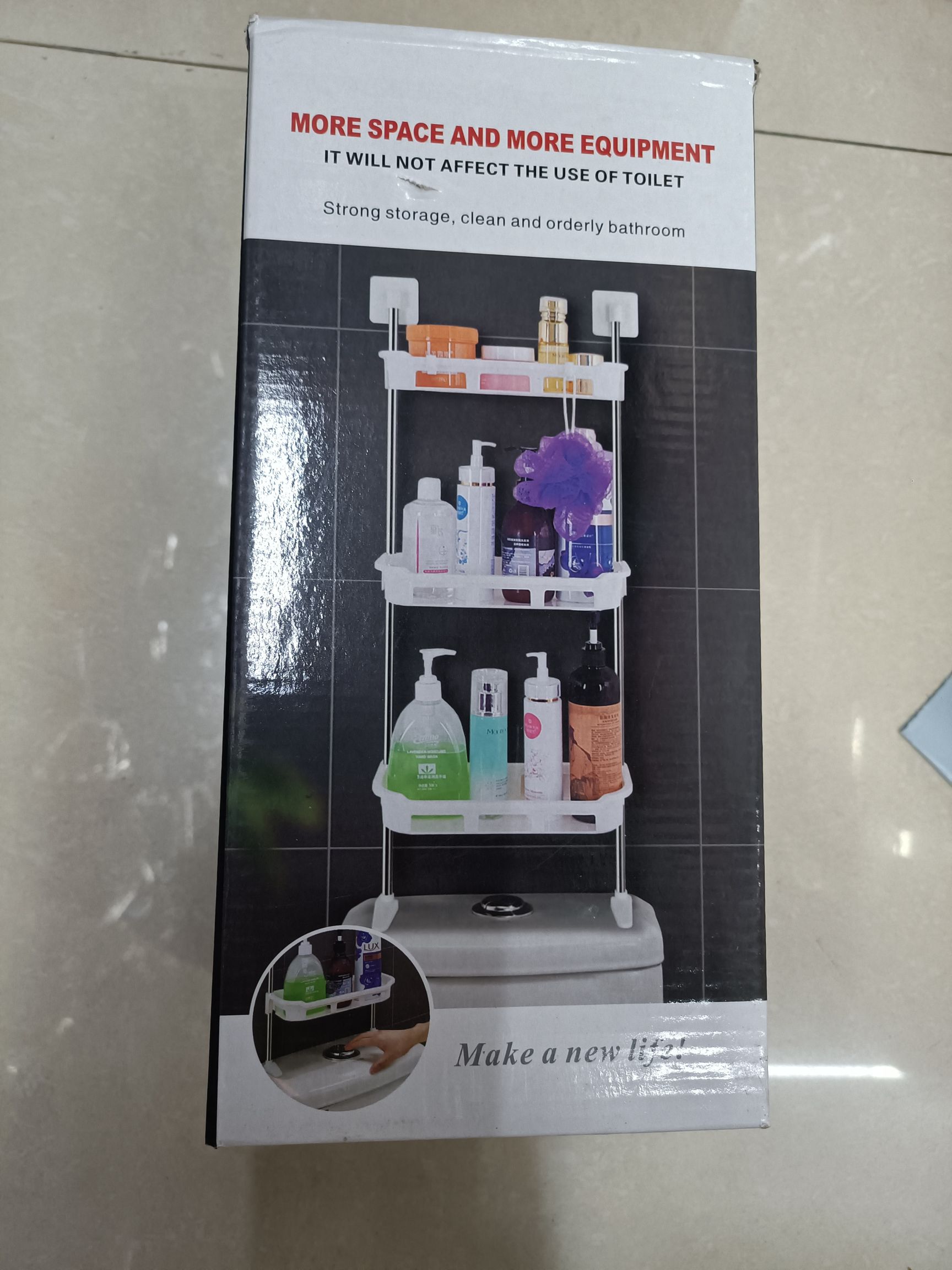 马桶架马桶上方储物架免打孔浴室置物架卫生间三层马桶塑料收纳架详情图4