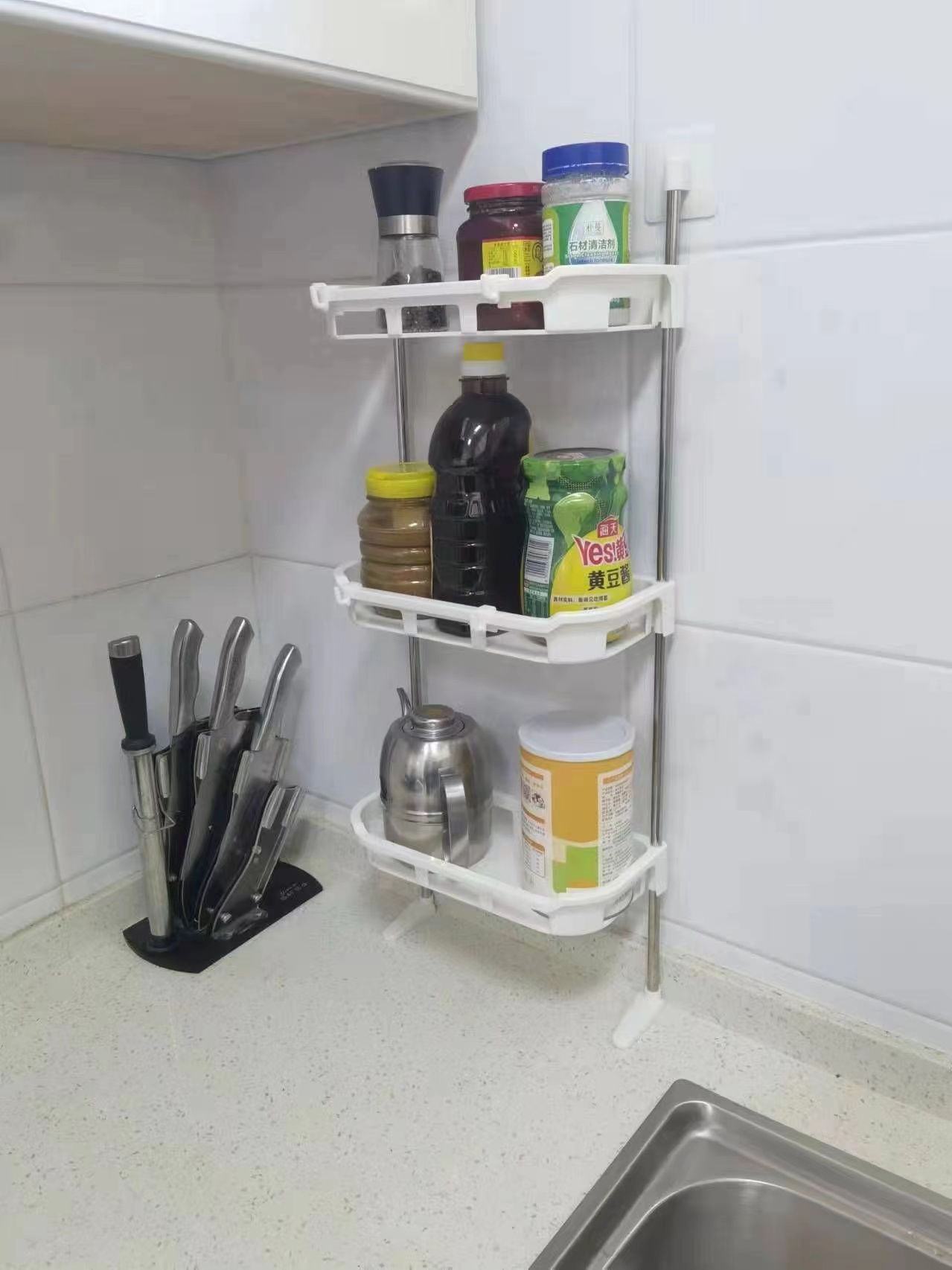 马桶架马桶上方储物架免打孔浴室置物架卫生间三层马桶塑料收纳架详情图6