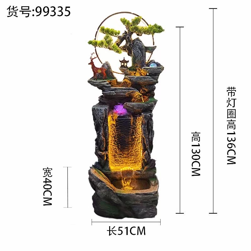 雾化假山/诸葛幕墙盆景/树脂流水盆景白底实物图