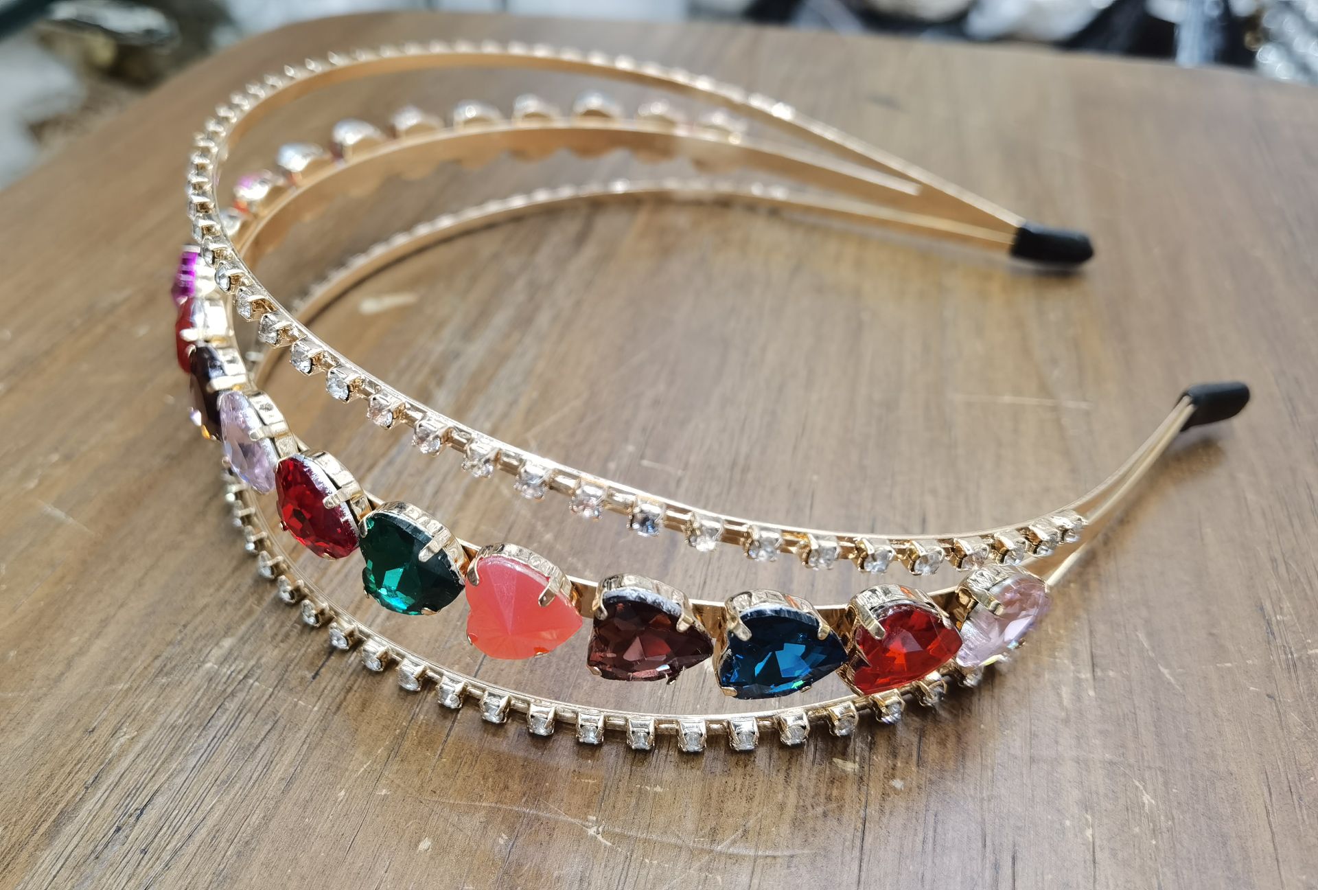 Mixed-color full diamond three-layer water diamond hairband for women, versatile for going out, crystal headband, wide-edge hairband, hair accessory wholesale, heart-shaped fashion Trend 18 Specification image