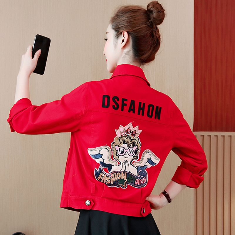 宽松韩版2022新款短款牛仔小外套女工装夹克学生棒球服外套