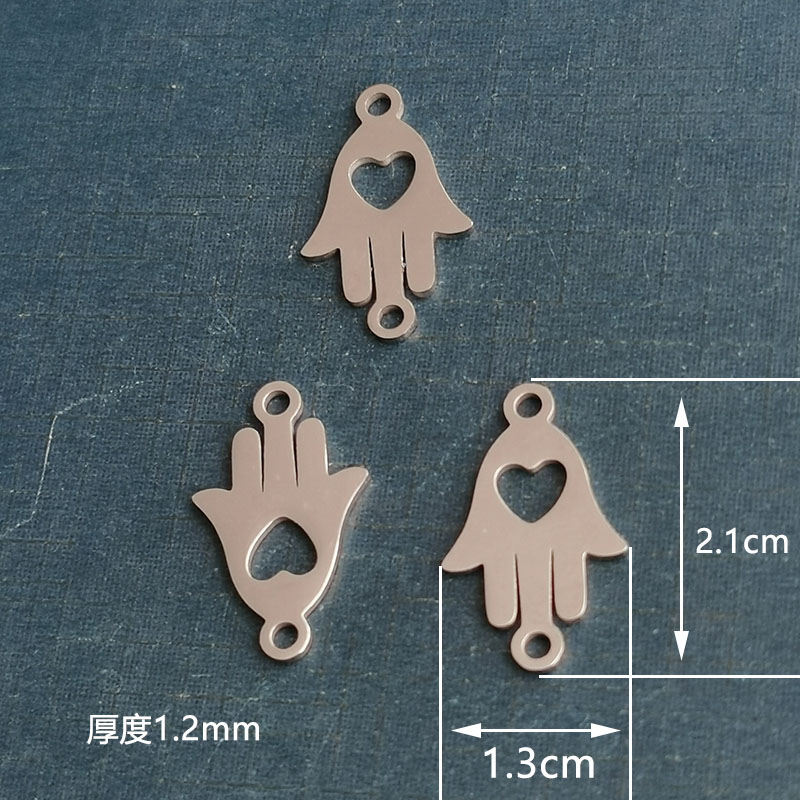 欧美跨境热销双孔爱心佛手钛钢连接diy配件几何饰品 详情图2