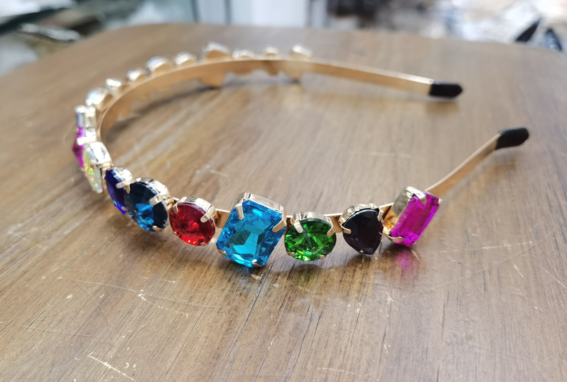 High-end hair accessories, full diamond color water diamond hair band, European and American cross-border wide edge headband, bride pressure hair band, Chao Xia 18 Specification image