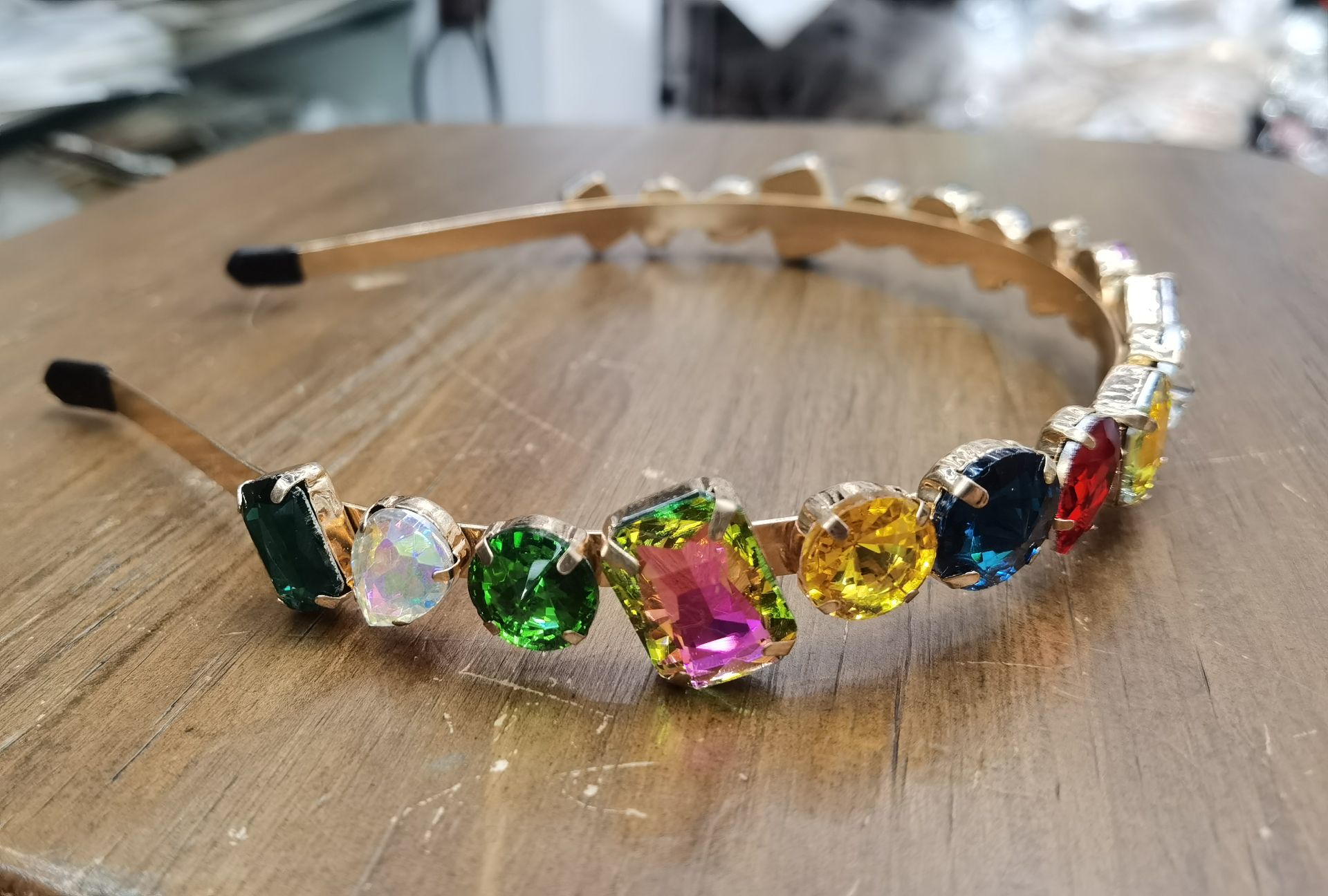 High-end hair accessories, full diamond color water diamond hair band, European and American cross-border wide edge headband, bride pressure hair band, Chao Xia 18 details Picture