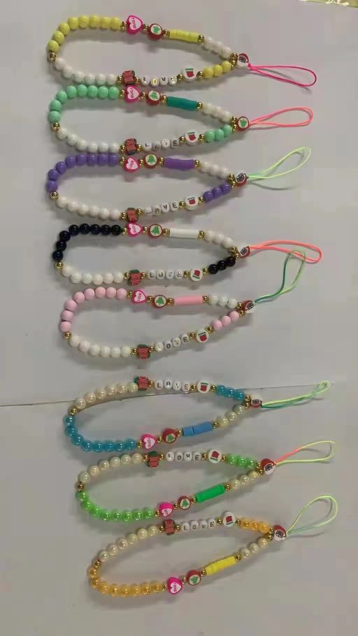 珠子手机链 穿绳链条 手机挂绳