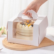 4寸6寸8寸生日蛋糕盒白色手提开窗透明ins韩版慕斯甜品烘焙西点盒
