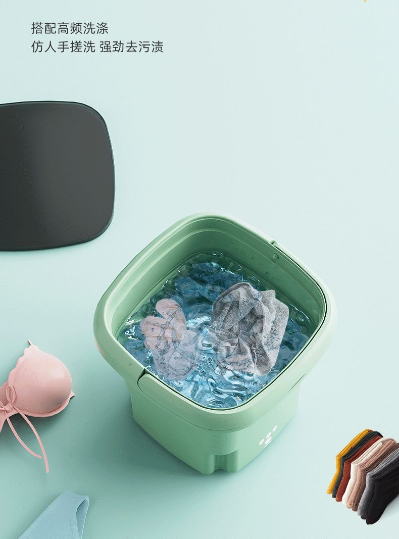 Folding washing machine, mini washing machine, semi-automatic underwear, underpants, baby clothes washing machine, small bucket-type portable washing machine, fully semi-automatic underwear, underpants, socks, baby clothes and spin-drying integrated washing machine detail image 4