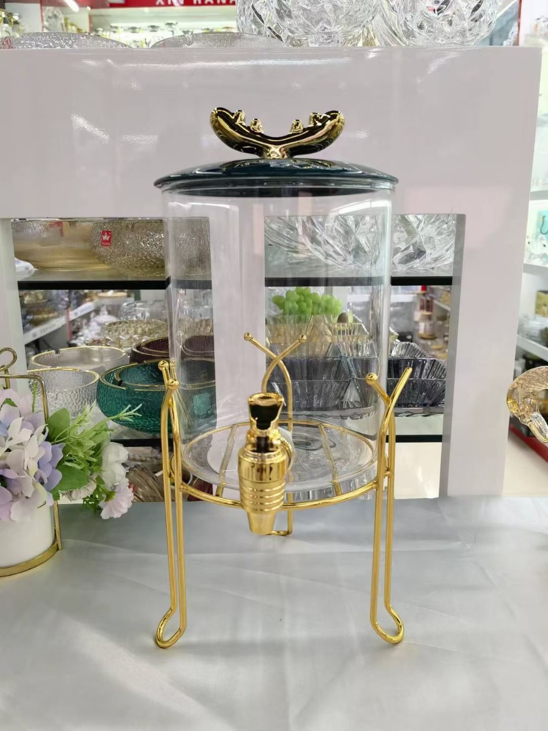 大容量3.5L水桶耐热防爆果汁桶可乐桶大号凉水壶冷饮桶带盖带龙头带架