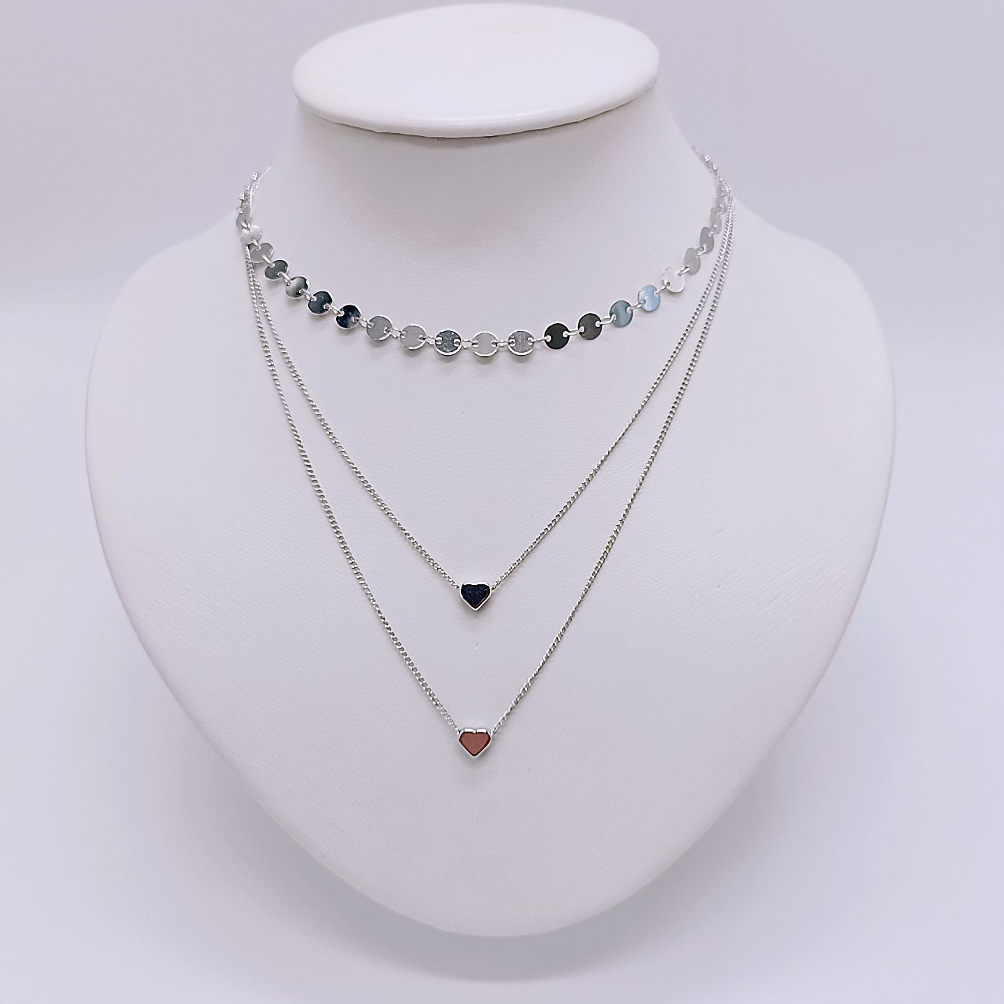 Three-layer heart necklace