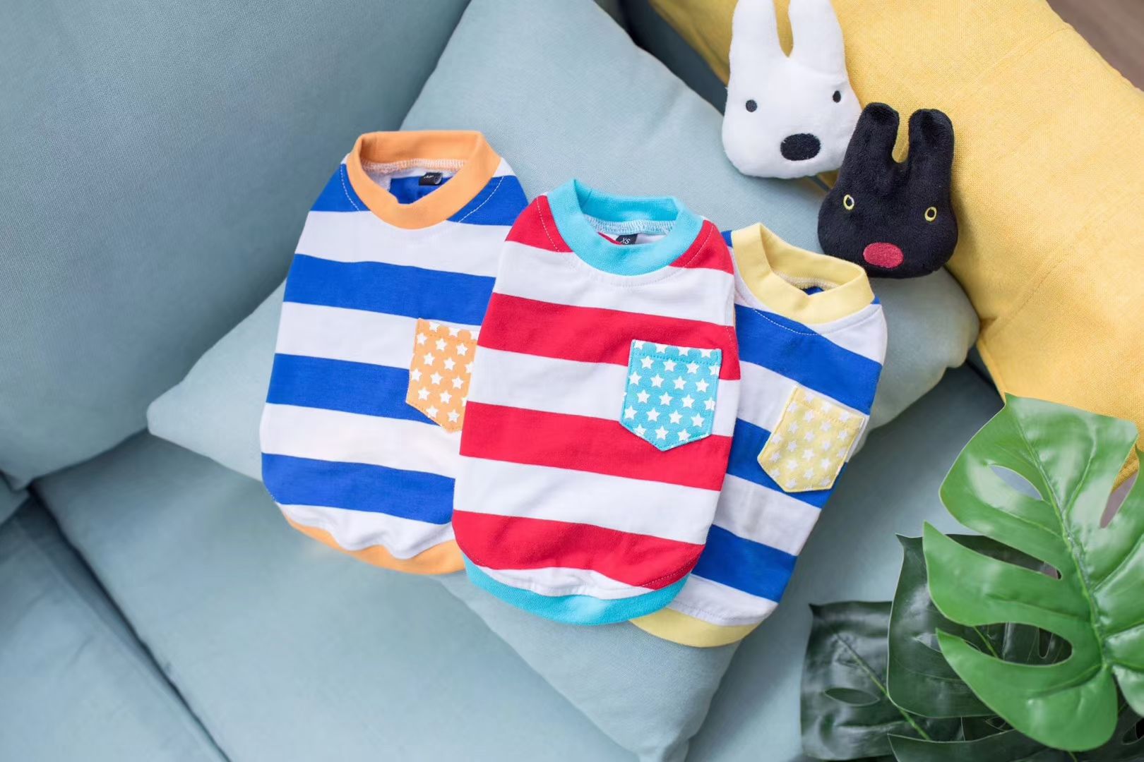 宠物条纹套头衫
​【尺寸齐全，纯棉质地】
​发起来吧，全年都非常适合的一个T恤款式详情图3