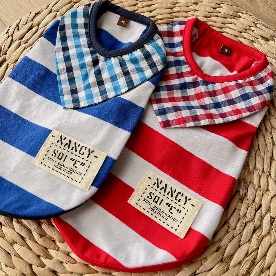 宠物条纹衫
​【尺寸齐全，纯棉质地】
​发起来吧，全年都非常适合的一个T恤款式详情图9