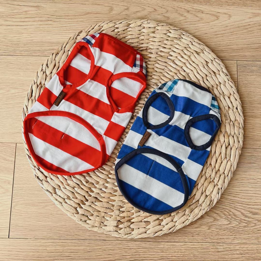 宠物条纹衫
​【尺寸齐全，纯棉质地】
​发起来吧，全年都非常适合的一个T恤款式详情图6