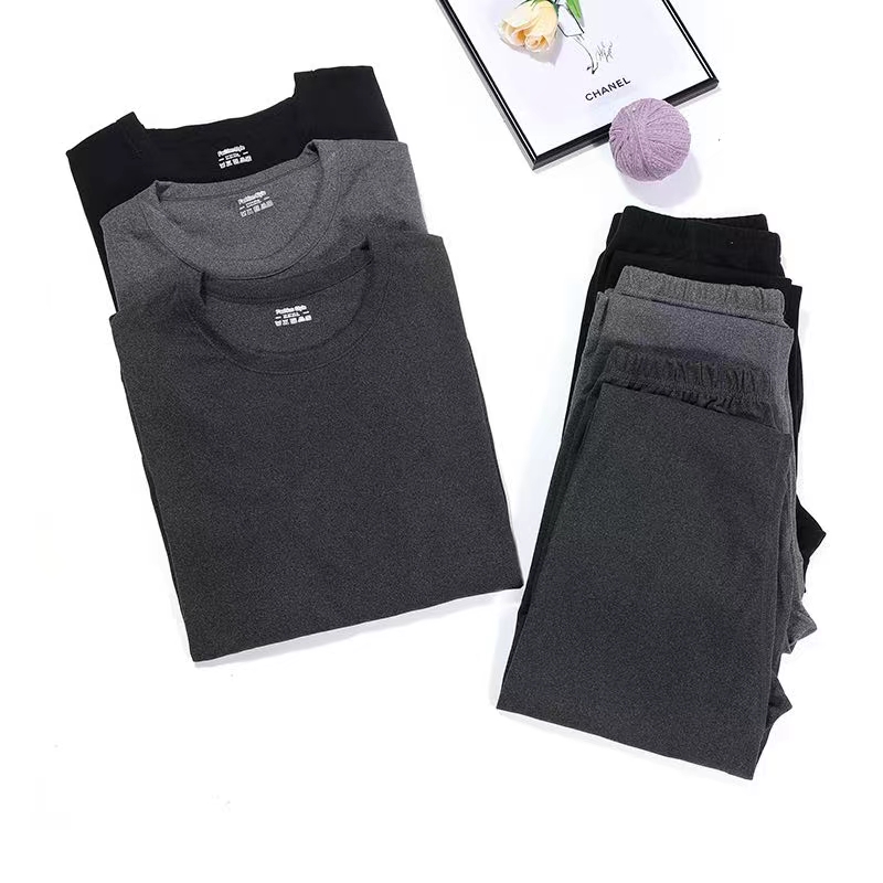 Men De Velvet Cationic Non-Trace Constant Temperature Lock Heat Natural Heat Thermal Underwear Set Long Johns Set undefined