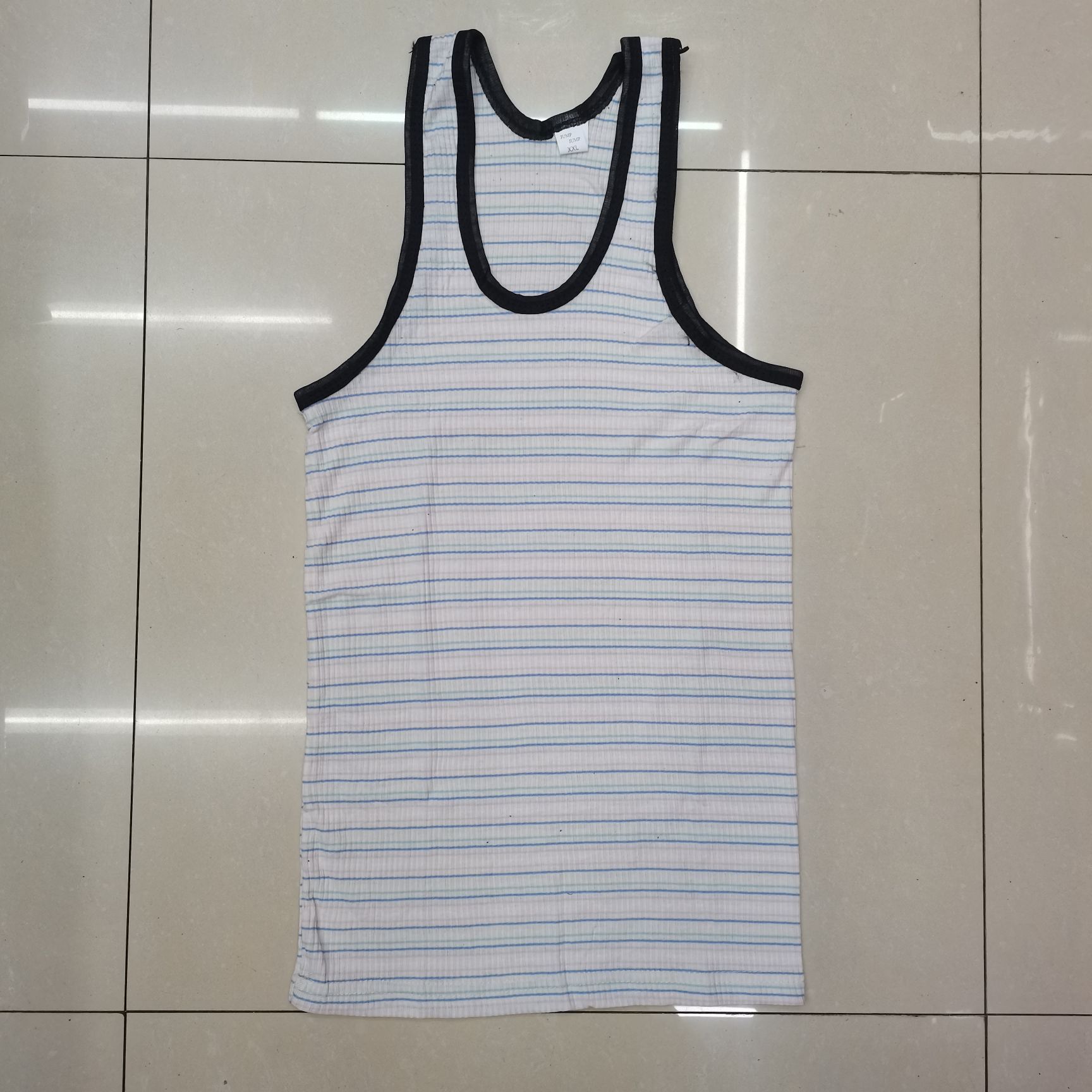 Summer Men Horizontal Check Waistcoat Can Wear Outside Inside Specification drawing