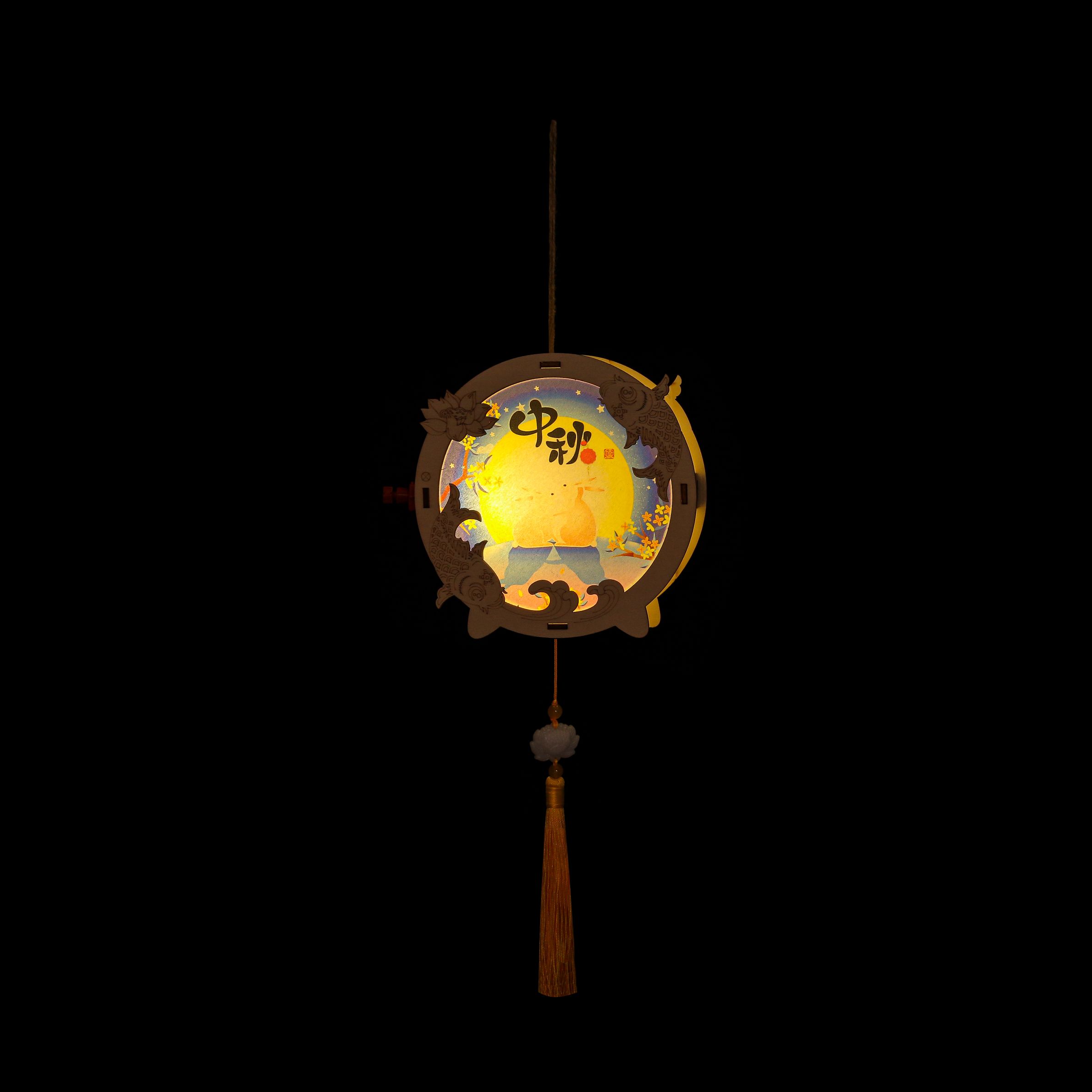 Flower lanterns, Mid-Autumn Festival wooden hand-painted graffiti lanterns, kindergarten hand-made lanterns Specification image
