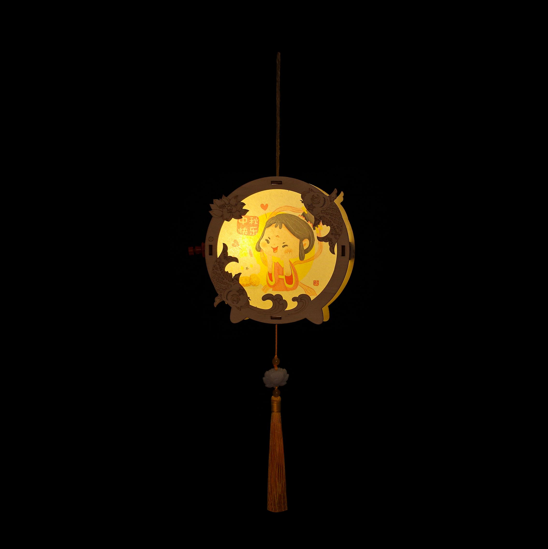 Flower lanterns, Mid-Autumn Festival wooden hand-painted graffiti lanterns, kindergarten hand-made lanterns Item Picture