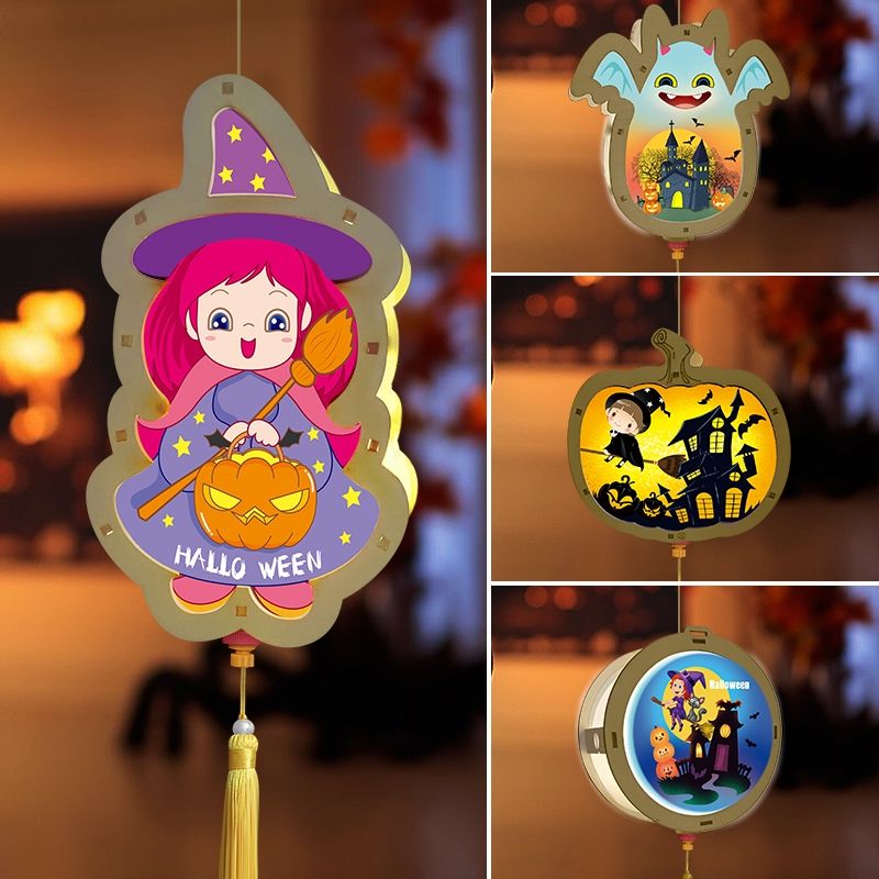 The latest best-selling Halloween Witch wooden hand-painted graffiti lamp from Xuchun Craft details Picture