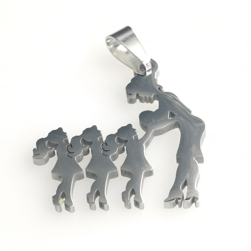 Wholesale of cross-border family series necklaces, stainless steel pendants for a family of four, mother and daughter detail image 3
