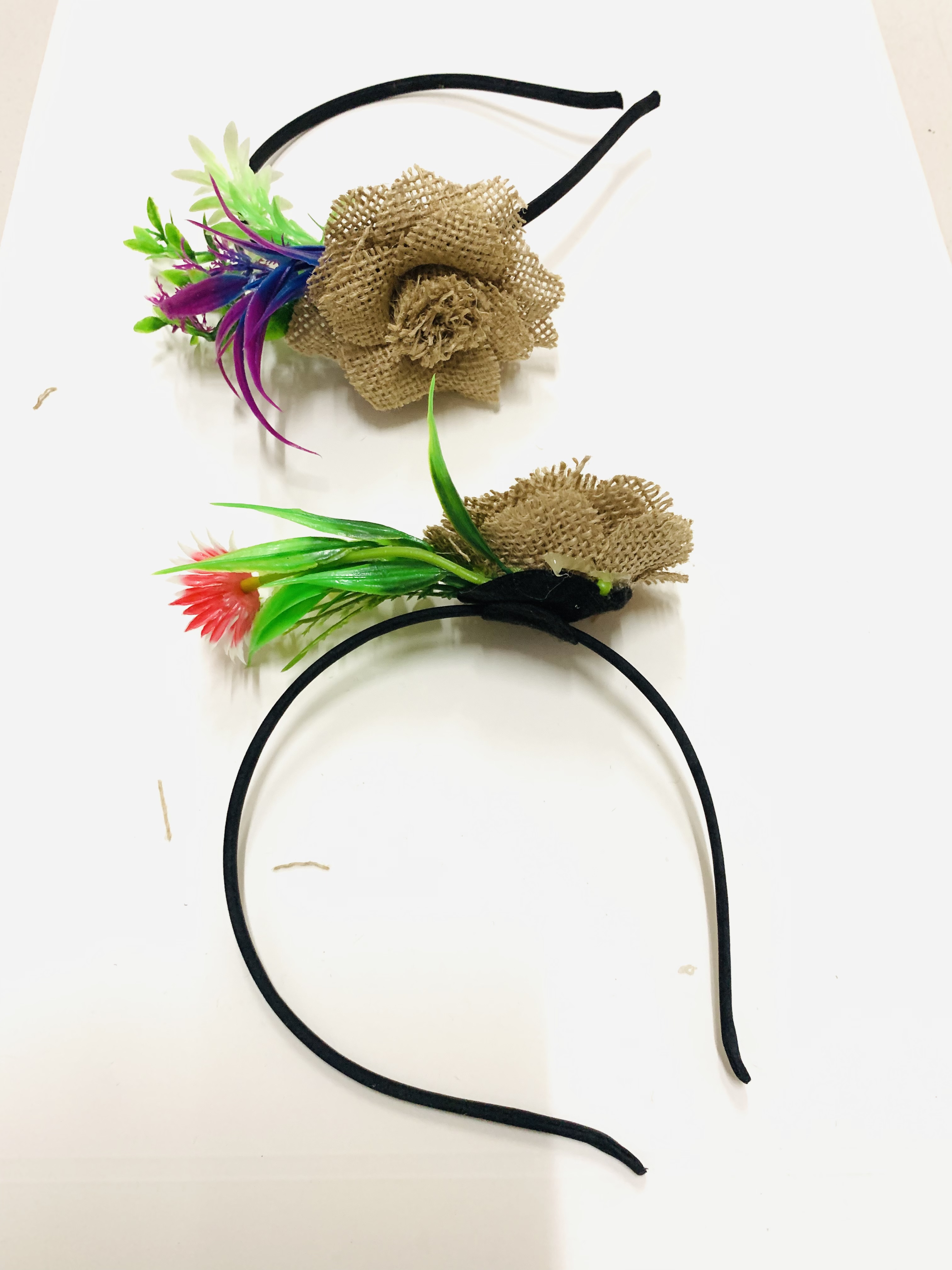 麻绳花朵/头饰发饰/伴娘头饰白底实物图