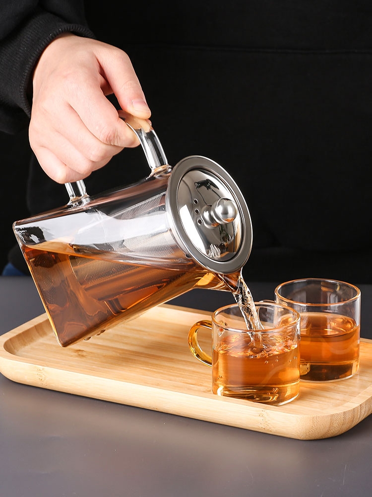 玻璃茶壶套装家用茶水分离泡茶器耐高温烧水壶功夫茶具蒸煮方茶壶详情图6