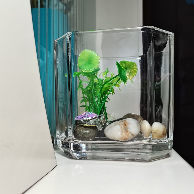 小鱼缸透明方形玻璃金鱼缸乌龟缸创意八角办公室桌面加厚迷你方缸详情图1