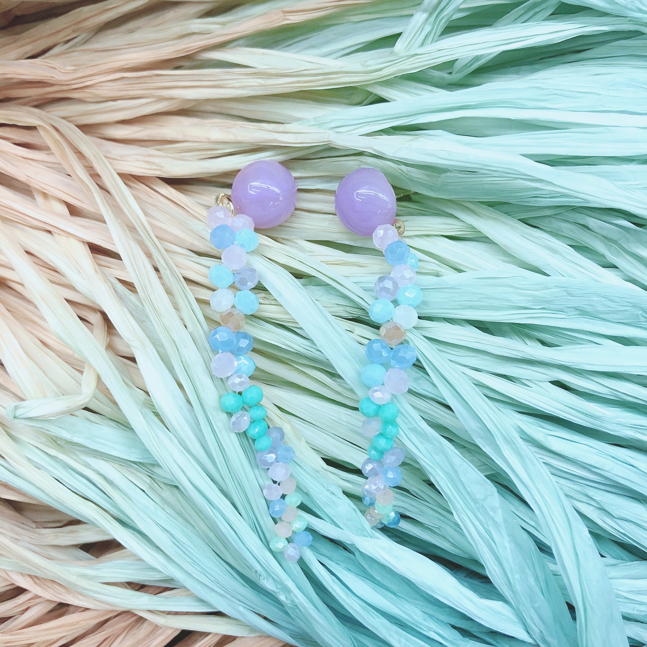 多彩水晶树脂耳环