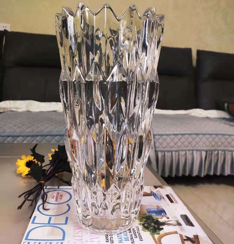 大号透明黄金叶花瓶摆件玻璃客厅轻奢插花干花装饰创意菱形详情图3