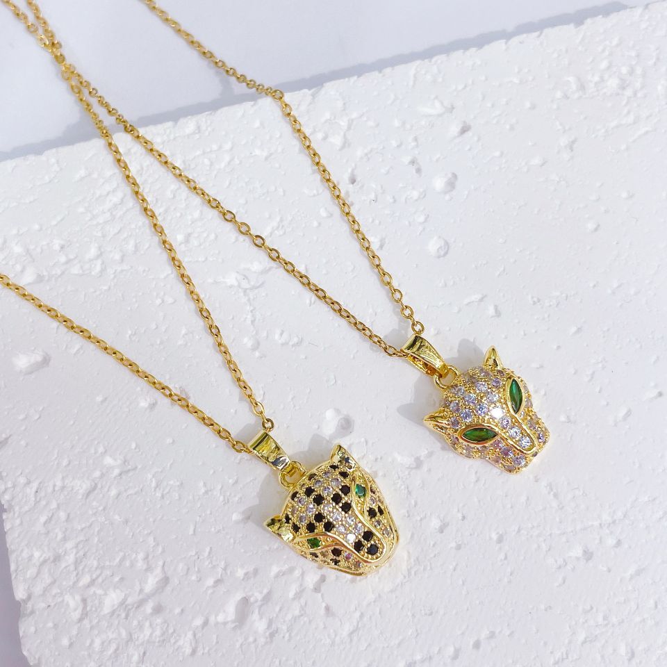 A cross-border electroplated real gold leopard micro-inlaid necklace from Europe and America Specification image