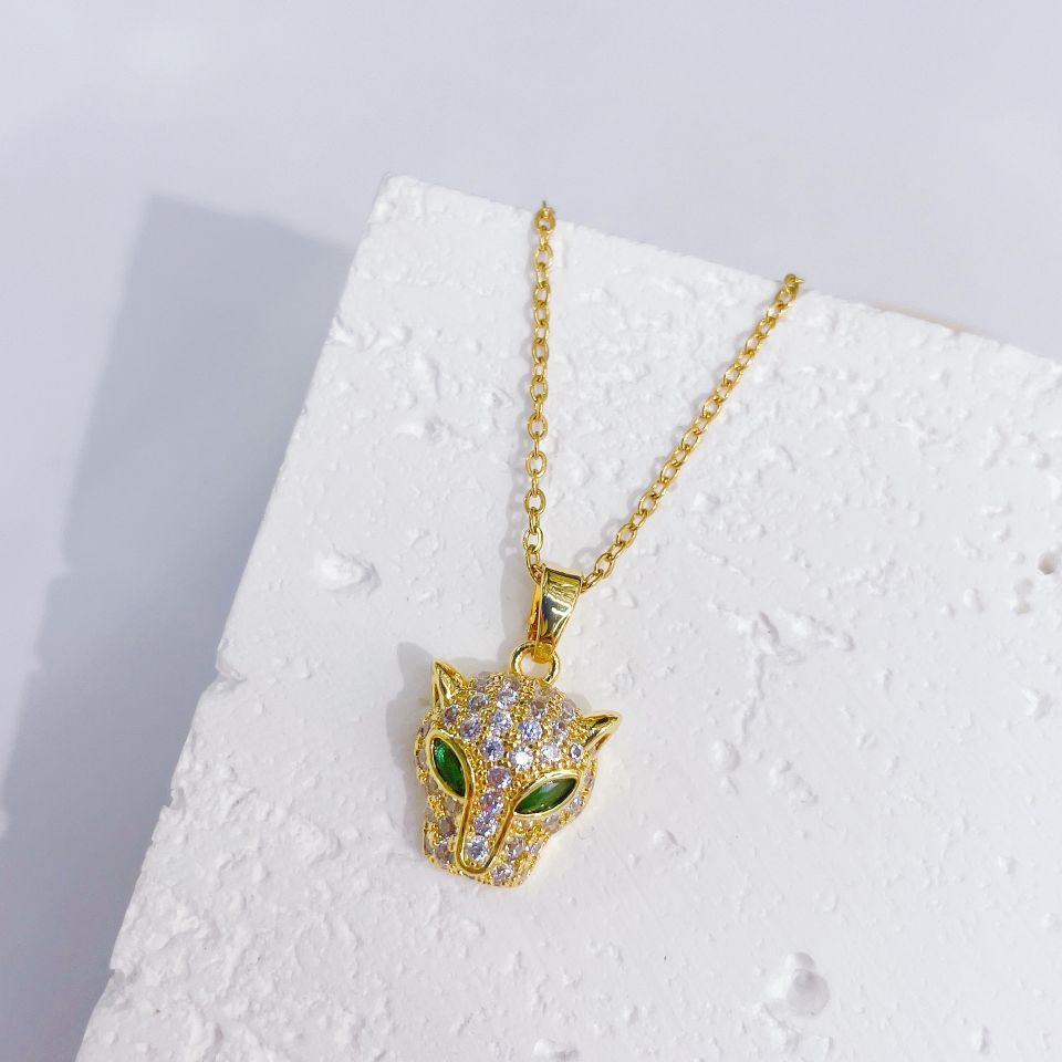 A cross-border electroplated real gold leopard micro-inlaid necklace from Europe and America detail image 4