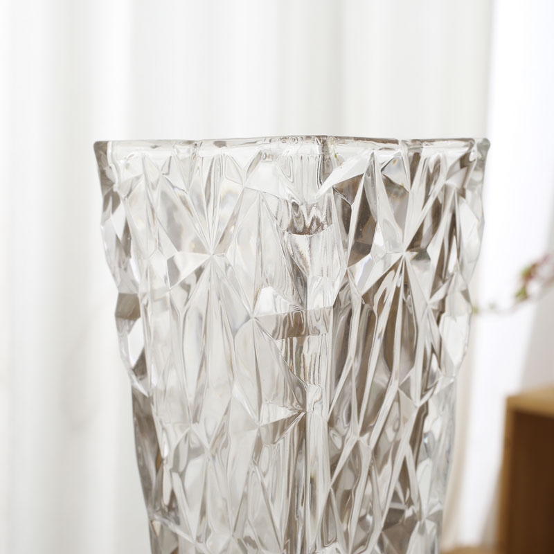 大号透明黄金叶花瓶摆件玻璃客厅轻奢插花干花装饰创意菱形详情图5