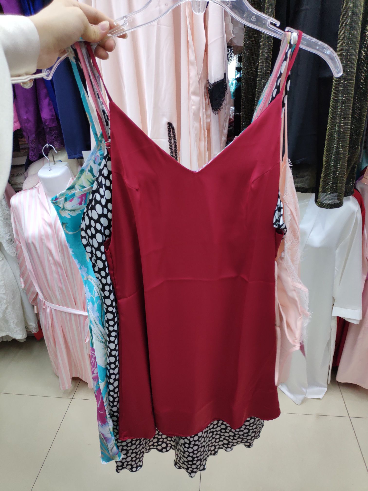 Customer Wearing Silk Pajamas