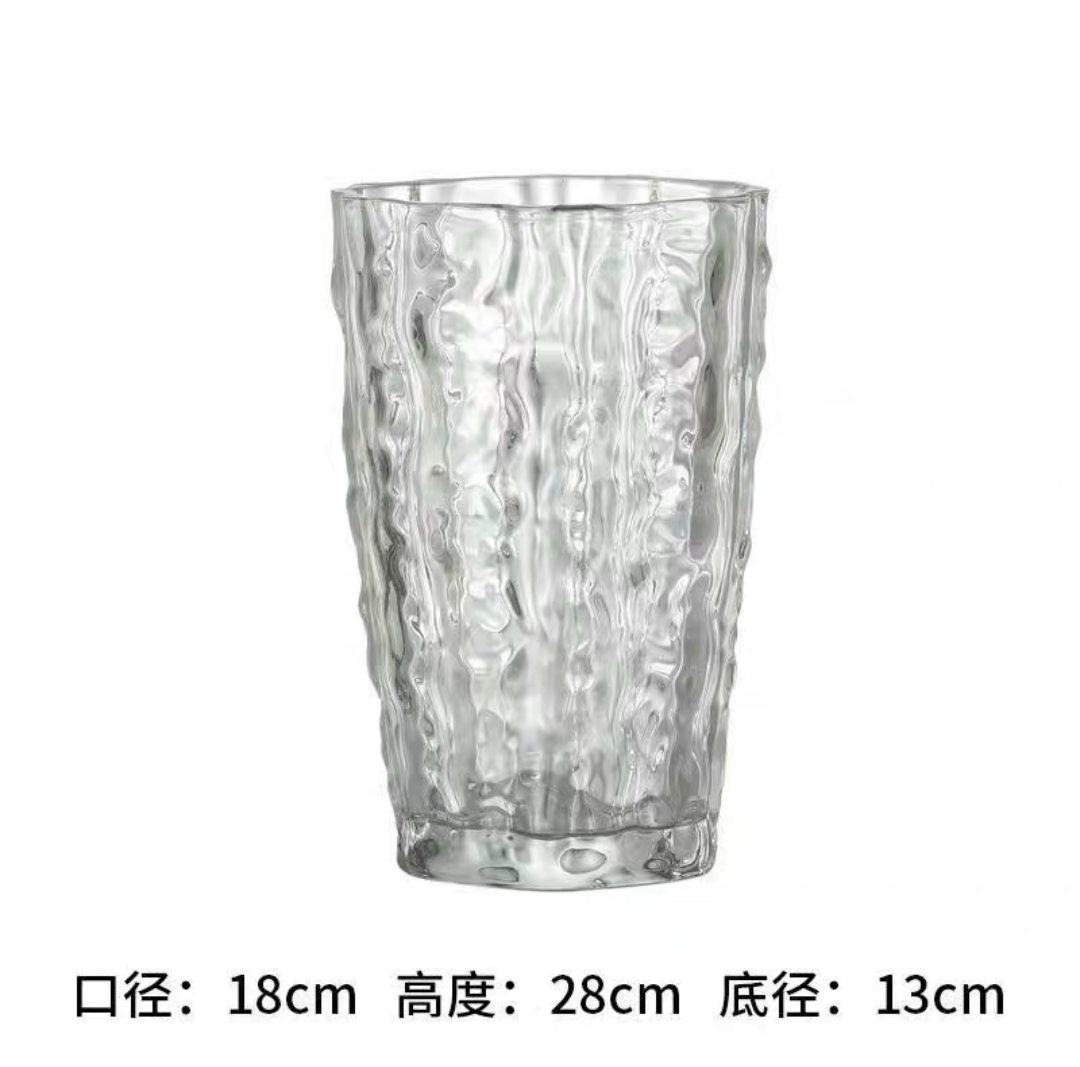 Thick polar glacier vase, transparent glass flower arrangement, rose fresh flowers, living room dining table decoration detail image 3