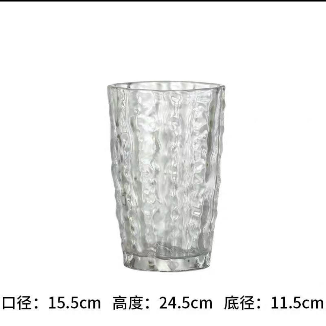Thick polar glacier vase, transparent glass flower arrangement, rose fresh flowers, living room dining table decoration detail image 4