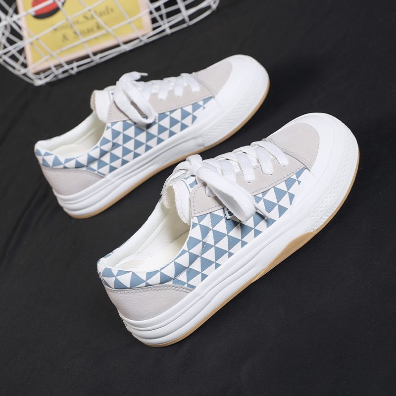 Renben Canvas shoes' autumn new thick-soled women's shoes with checkered patterns, personalized and comfortable lace-up board shoes Application Scenario