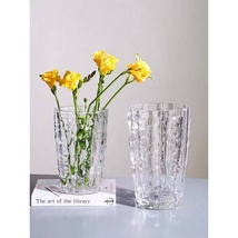 极地冰川厚重花瓶玻璃透明 插花玫瑰鲜花客厅餐桌摆件