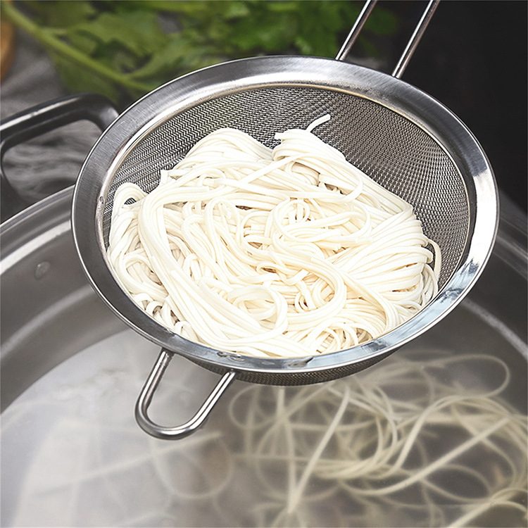 Stainless steel wide-edge pointed ear conical oil filter, ordinary mesh, twill mesh, oil strainer, hand-held flour sieve for baking detail image 9