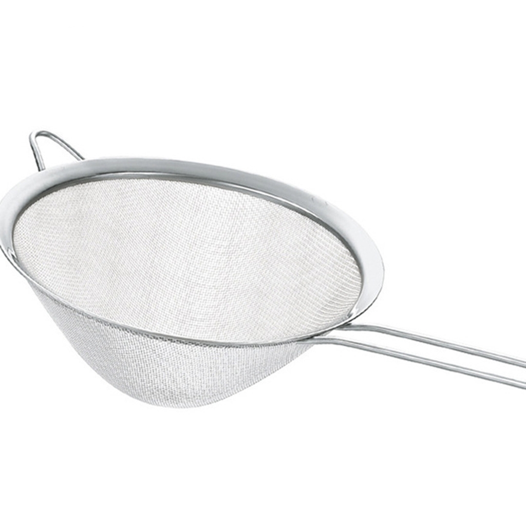 Stainless steel wide-edge pointed ear conical oil filter, ordinary mesh, twill mesh, oil strainer, hand-held flour sieve for baking details Picture